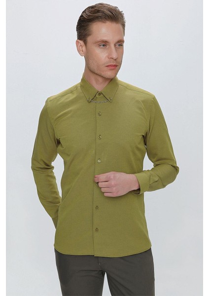 Gk 664 Slim Fit Hardal Klasik Gömlek fırsatları