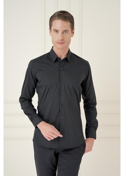Gk 747 Slim Fit Siyah Klasik Gömlek fiyatları