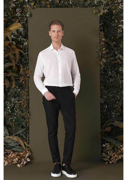 Gk 709 Slim Fit Beyaz Klasik Gömlek