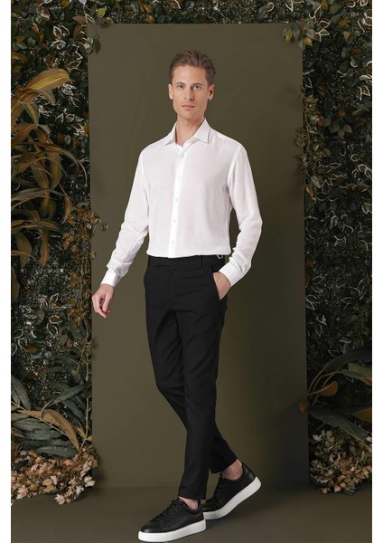 Gk 709 Slim Fit Beyaz Klasik Gömlek