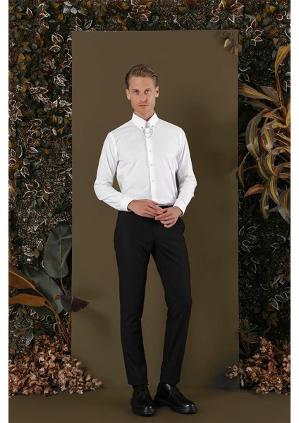 Gk 703 Slim Fit Beyaz Klasik Gömlek