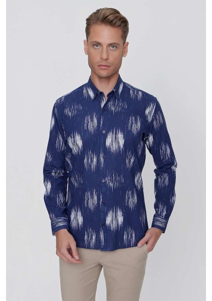 G 1515 Slim Fit Lacivert Spor Gömlek