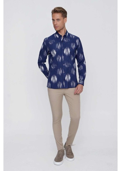 G 1515 Slim Fit Lacivert Spor Gömlek modelleri