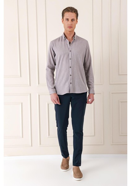 Slim Fit Düğmeli Yaka %100 Pamuk Klasik Vizon Gömlek Gk 723 fiyatları