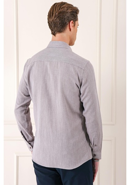 Slim Fit Düğmeli Yaka %100 Pamuk Klasik Vizon Gömlek Gk 723 indirimleri
