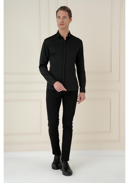 G 1580 Slim Fit Siyah Klasik Gömlek