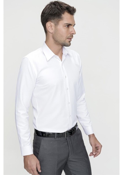 Slim Fit Pamuk Saten Klasik Beyaz Gömlek Gk 624 modelleri
