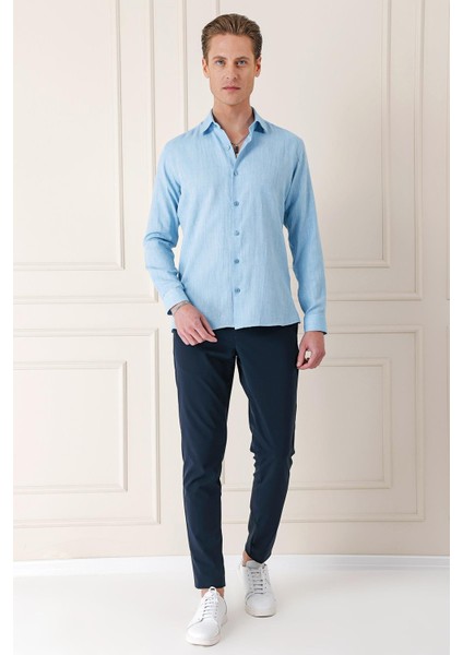 Comfort Fit Balıksırtı Dokuma %100 Pamuk Klasik Turkuaz Gömlek Gk 722 fiyatları