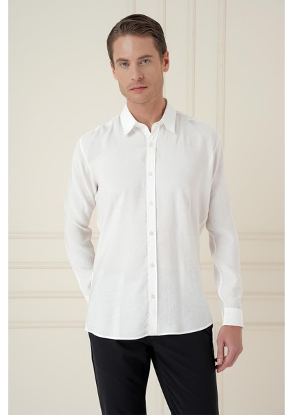 Slim Fit %100 Modal Uzun Kol Klasik Beyaz Gömlek Gk 743 fiyatları