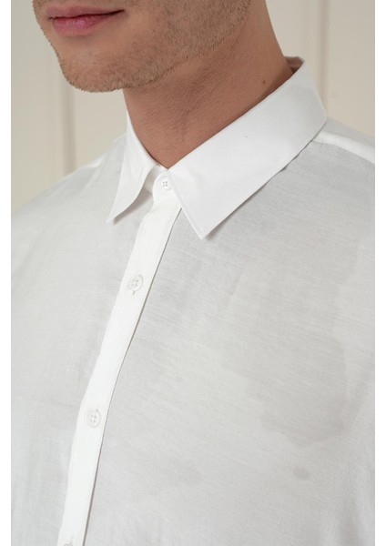 Slim Fit %100 Modal Uzun Kol Klasik Beyaz Gömlek Gk 743 fırsatları
