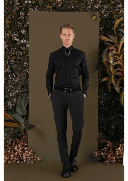 Gk 704 Slim Fit Siyah Klasik Gömlek fiyatları