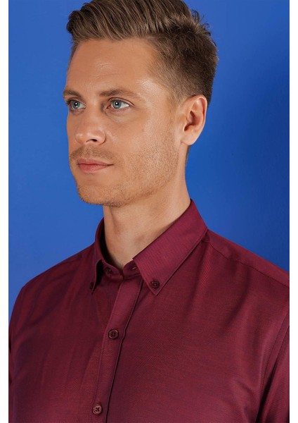 Gk 685 Slim Fit Bordo Klasik Gömlek indirimleri