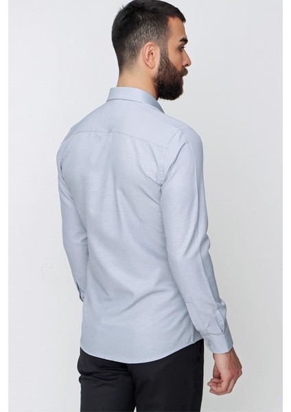 Slim Fit Pamuk Saten Klasik Gri Gömlek Gk 604 fırsatları