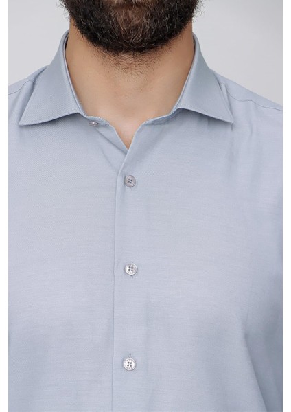 Slim Fit Pamuk Saten Klasik Gri Gömlek Gk 604 indirimleri