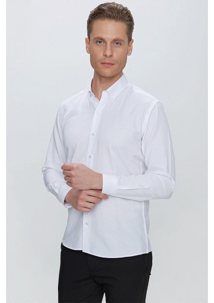 Gk 664 Slim Fit Beyaz Klasik Gömlek fırsatları