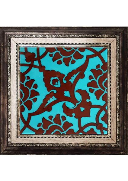 20x20 Cm SP 83 Turkuaz Kahve Kütahya Çini Seramik Pano