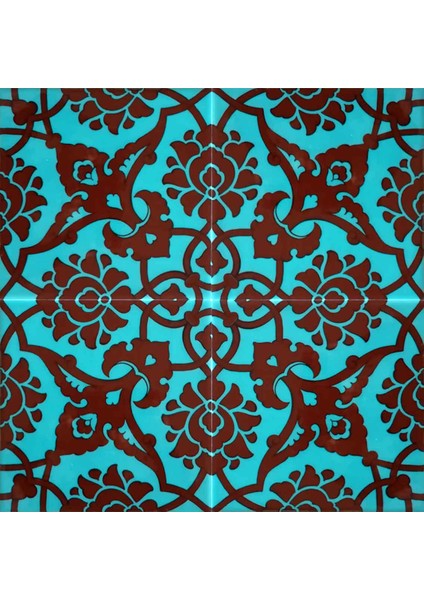 20x20 Cm SP 83 Turkuaz Kahve Kütahya Çini Seramik Pano modelleri
