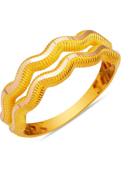 2 Sıra Zikzak Ajda Yüzük 14 Ayar Altın