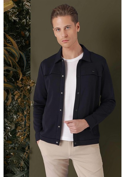 G 1562 Slim Fit Lacivert Klasik Gömlek modelleri