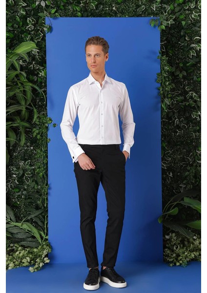 Slim Fit Duble Manşet %100 Pamuk Klasik Beyaz Gömlek Gk 682 fırsatları