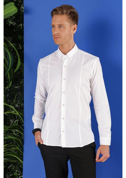 Gk 671 Slim Fit Beyaz Klasik Gömlek fiyatları