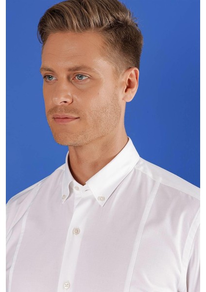 Gk 671 Slim Fit Beyaz Klasik Gömlek indirimleri