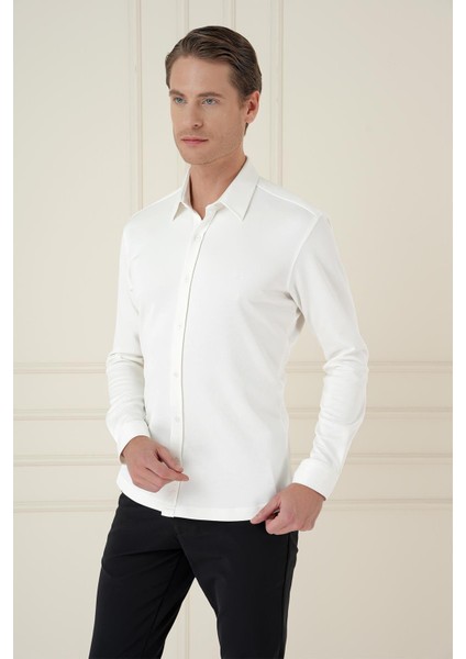 G 1580 Slim Fit Ekru Klasik Gömlek modelleri