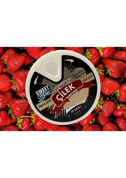Çilek Aromalı Şekersiz Şeker 10GR-ÜÇLÜ
