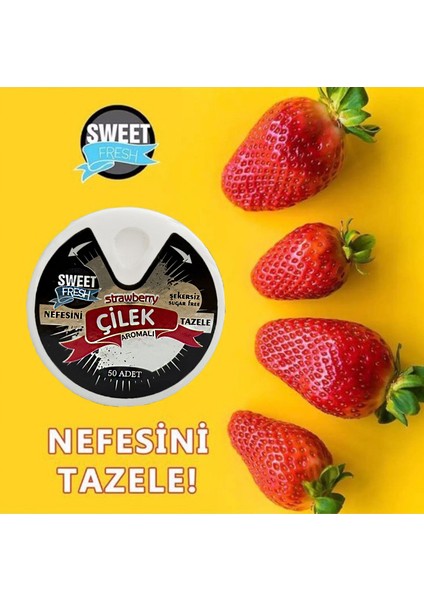 Çilek Aromalı Şekersiz Şeker 10GR-ÜÇLÜ fiyatları