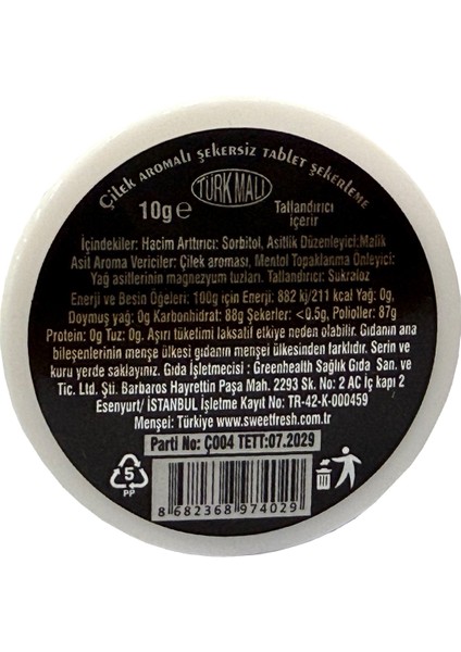 Çilek Aromalı Şekersiz Şeker 10GR-ÜÇLÜ indirimleri