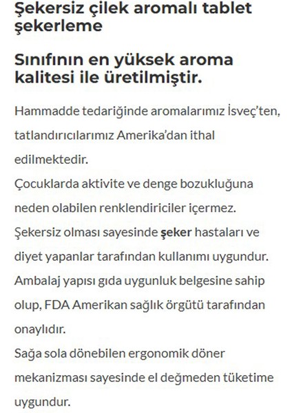 Çilek Aromalı Şekersiz Şeker 10GR-ÜÇLÜ