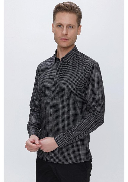 Gk 662 Slim Fit Siyah Klasik Gömlek