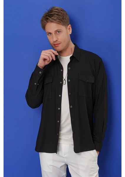 G 1552 Slim Fit Siyah Klasik Gömlek modelleri