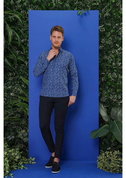 G 1540 Slim Fit Lacivert Klasik Gömlek indirimleri