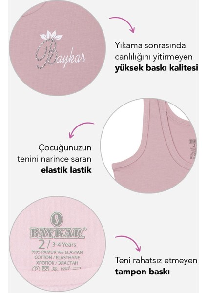 Kız Çocuk Pamuklu Kalın Askılı Renkli Taş Baskılı Klasik Atlet 3'lü Paket 4390 Renkli fiyatları