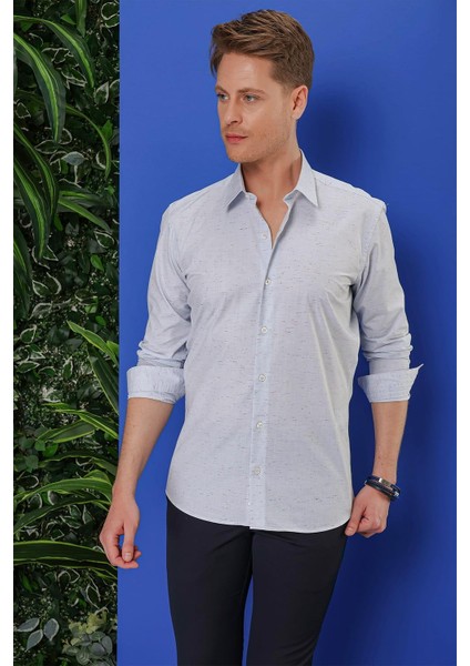 G 1532 Slim Fit Mavi Klasik Gömlek modelleri