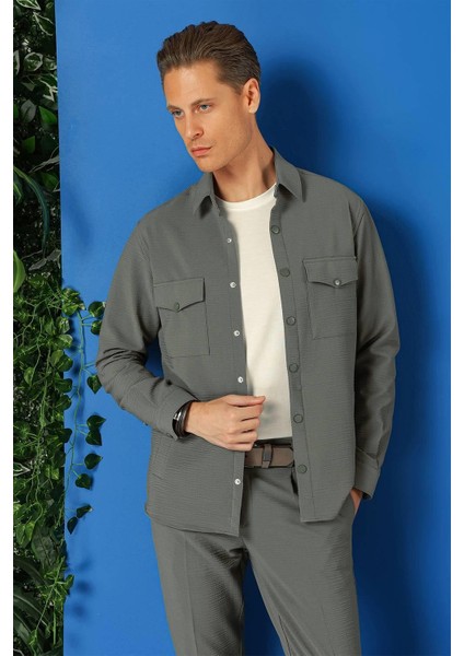 Comfort Fit Yan Cep Çıtçıtlı Esnek Pamuk Nefti Gömlek Ceket G 1565 fiyatları