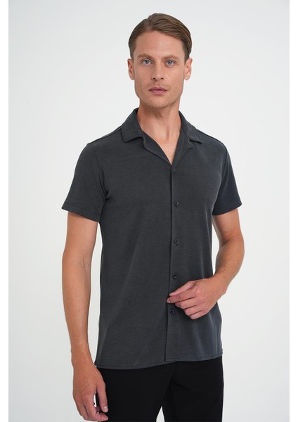 Slim Fit Apaş Yaka Modal Karışımlı Kısa Kol Indigo Gömlek G 1590 fiyatları