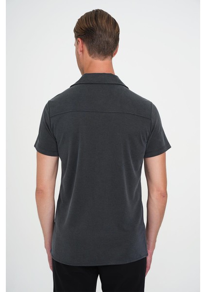 Slim Fit Apaş Yaka Modal Karışımlı Kısa Kol Indigo Gömlek G 1590 indirimleri