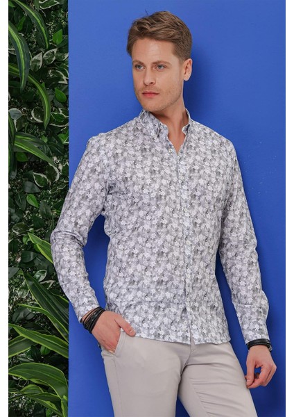 G 1542 Slim Fit Gri Klasik Gömlek fiyatları