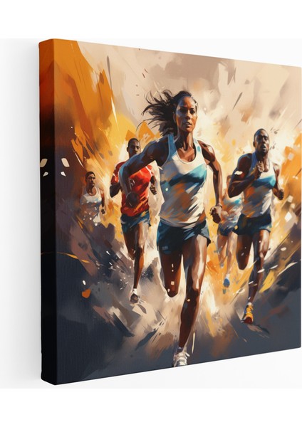 Enerjik Maraton Koşucuları Kanvas Tablo