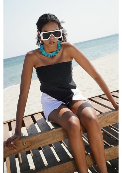 Bağlamalı Denim Siyah Crop modelleri