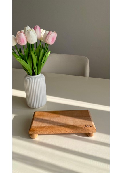 Mien Misket Ayaklı Ahşap Yağdanlık Altlığı / Sunumluk