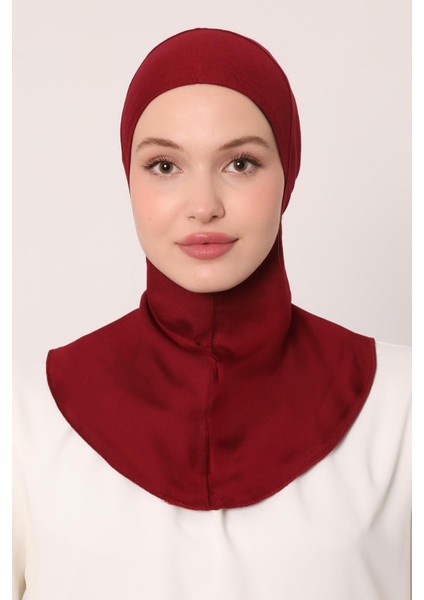 Bordo Hijabchi Boyunluklu Bone modelleri