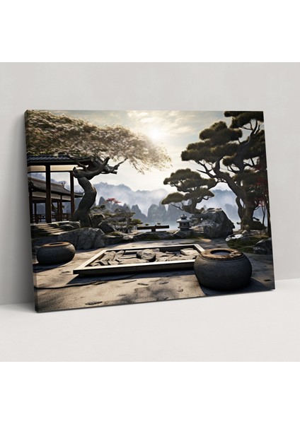 Modern Zen Bahçesi Duvar Sanatı - Zen Bahçesi Çağdaş Dijital Sanat Modern Zen Bahçesi Duvar Dekorasyonu