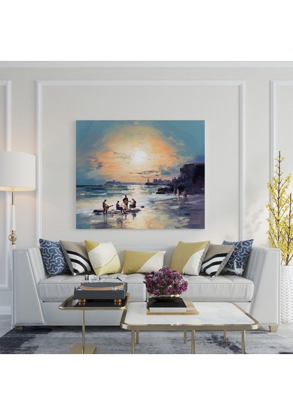 Ay Işığında Plaj Kaya Bandı Kanvas Tablo fiyatları