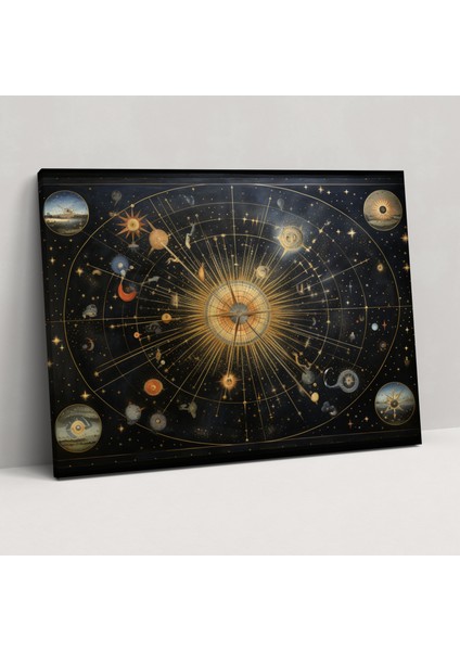 Göksel Dünya Haritası Kanvas Dekorasyon - Dünya Haritası Takımyıldızlar Kanvas Duvar Sanatı