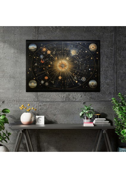 Göksel Dünya Haritası Kanvas Dekorasyon - Dünya Haritası Takımyıldızlar Kanvas Duvar Sanatı fiyatları