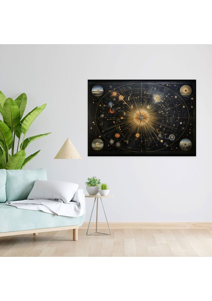 Göksel Dünya Haritası Kanvas Dekorasyon - Dünya Haritası Takımyıldızlar Kanvas Duvar Sanatı modelleri