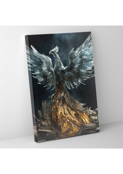 Gerçekçi Cam Heykel - Paramparça Anka Kuşu Kanvas Tablo - Gerçekçi Cam Heykel Kanvas Duvar Sanatı Yeniden Doğuş Parçalar